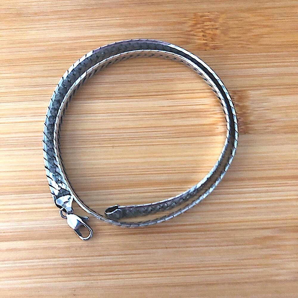 $198 Herringbone Estate Necklace Sterling Silver 34 Grams 925 ITALY - Picture 7 of 8